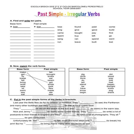 Past simple   irregular verbs