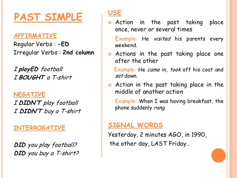 Past Simple E Past Continuous Mappa Concettuale