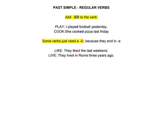 PAST SIMPLE THEORY AND EXAMPLES FOR PRIMARY CHILDREN | DOC