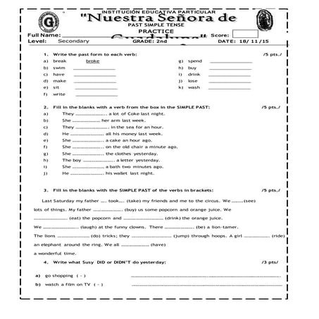 Past simple 2do practice