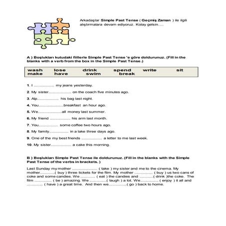 Past simple alıştırma 2