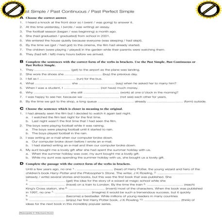 Past simple continuous and perfect