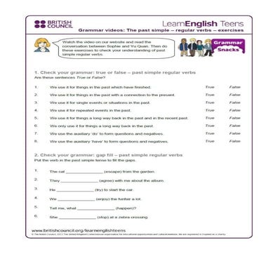 Past simple regular verbs practice