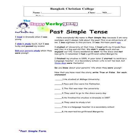 Past simple tutoring