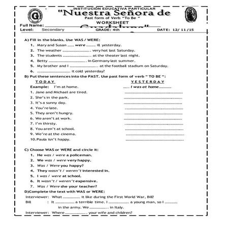 Past simple worksheet