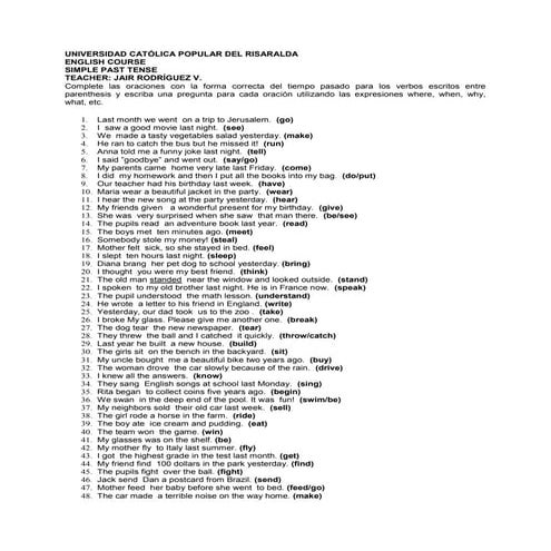 Past tense 1 exercise