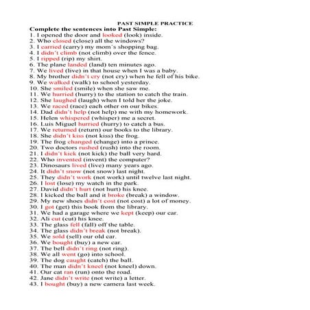 Past tenses practice