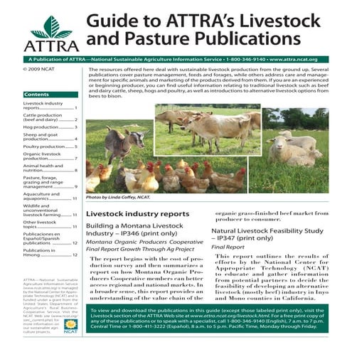Guide to ATTRA's Livestock and Pasture Publications