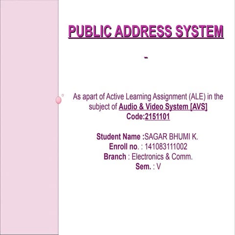 Public Address System Complete Details and Design