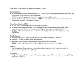 Patakarang pangkabuhayan sa panahon...