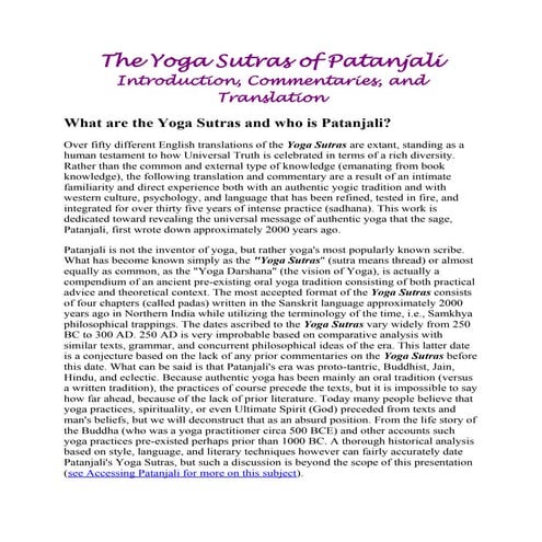 The Yoga Sutras of Patanjali | PDF