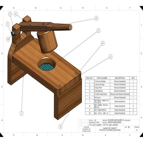 PATATO CUTTING MACHINE DESIGN IN SOLIDWORKS | PDF