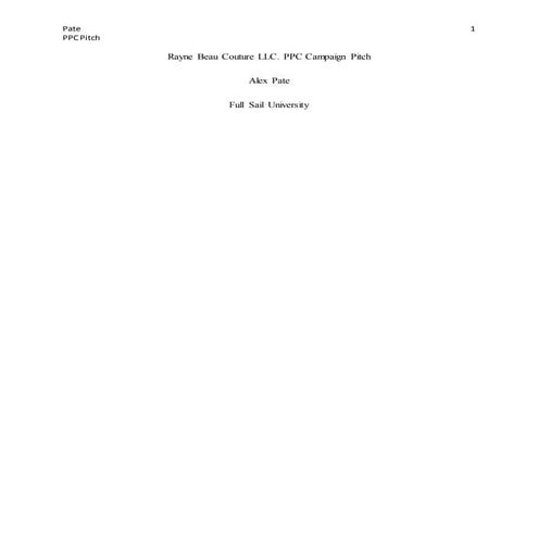 Pate alex ppc campaign pitch