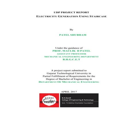 ELECTRICITY GENERATION USING STAIRCASE- HARVESTING RENEWABLE ENERGY