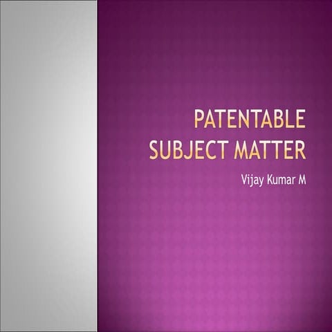 Patentabl subject matter