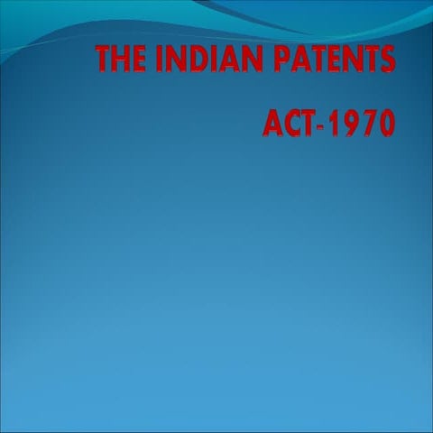 Indian Patent act 1970