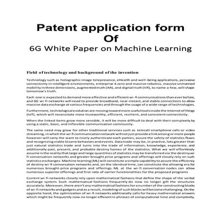 Patent application form
