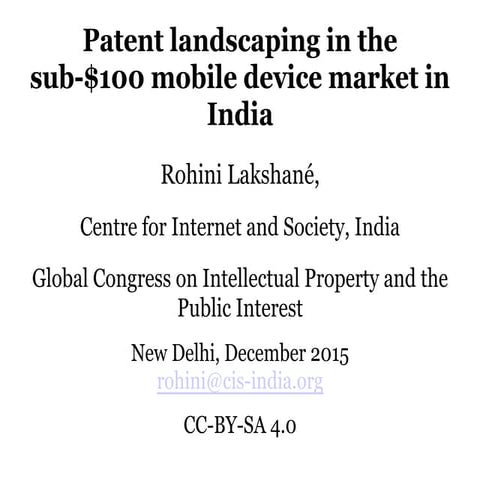 Patent landscaping in the sub-$100 mobile device market in India
