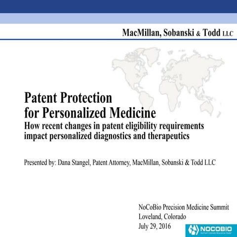 Patents - NoCoBio Precision Medicine Summit July 2016