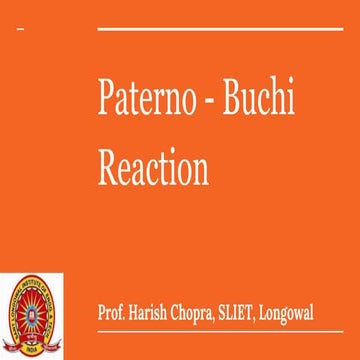 Paterno buchi reaction