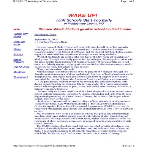 Patesslinger.com wakeup wt_dunn_sept05.html