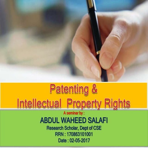 Patents and intellectual Property Rights