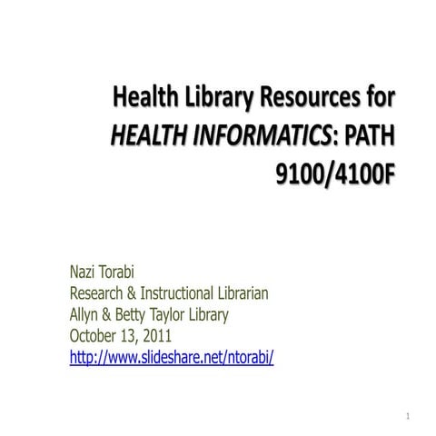 Library Resources in Health Informatics