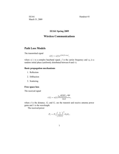 Path loss models