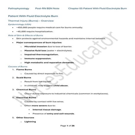 Pathophysiology Chapter 5 Electrolyte Imbalance in Burn Patient Notes.pdf