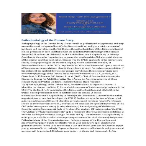 Pathophysiology paper Anatomy homework help.docx