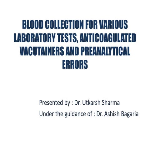 collection of blood sample and preanalytical errors