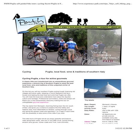 PATH: Puglia self guided bike tours: cycling secret puglia in 7 days