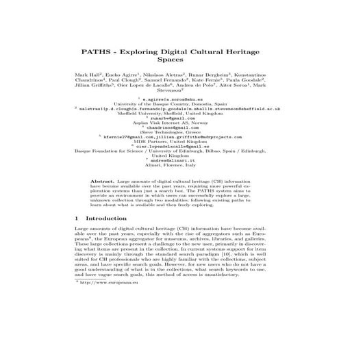 PATHS Demo: Exploring Digital Cultural Heritage Spaces 
