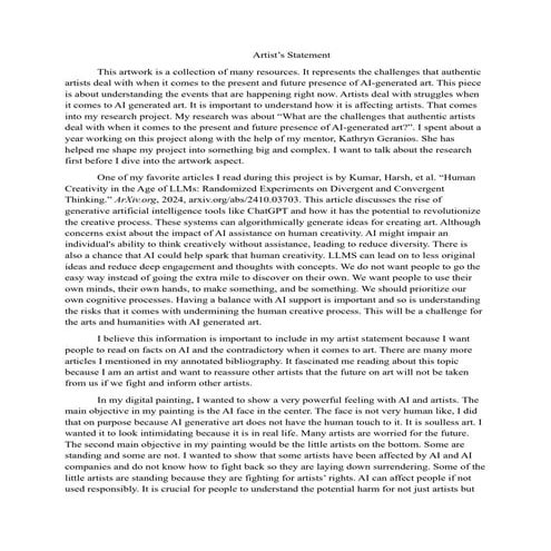 My Artist Statement for Mellon Pathways Projet