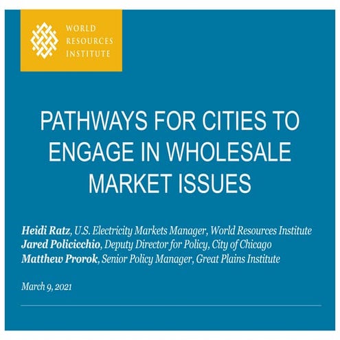 Pathways for Cities to Engage in Wholesale Market Issues