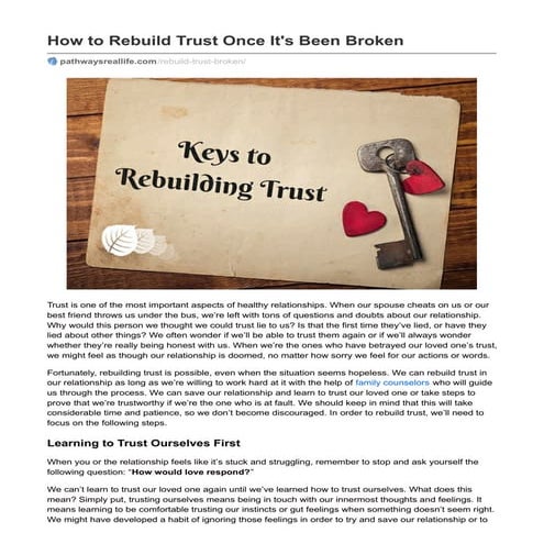How To Rebuild Trust Once It's Been Broken
