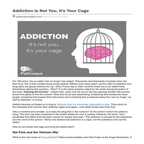 Addiction Is Not You, It’s Your Cage