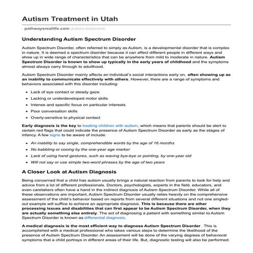 Autism Treatment in Utah