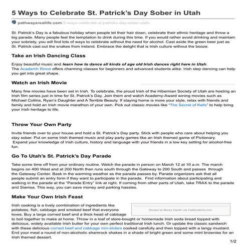 5 Ways to Celebrate St. Patrick's Day Sober in Utah