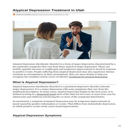 Atypical Depression Treatment in Utah