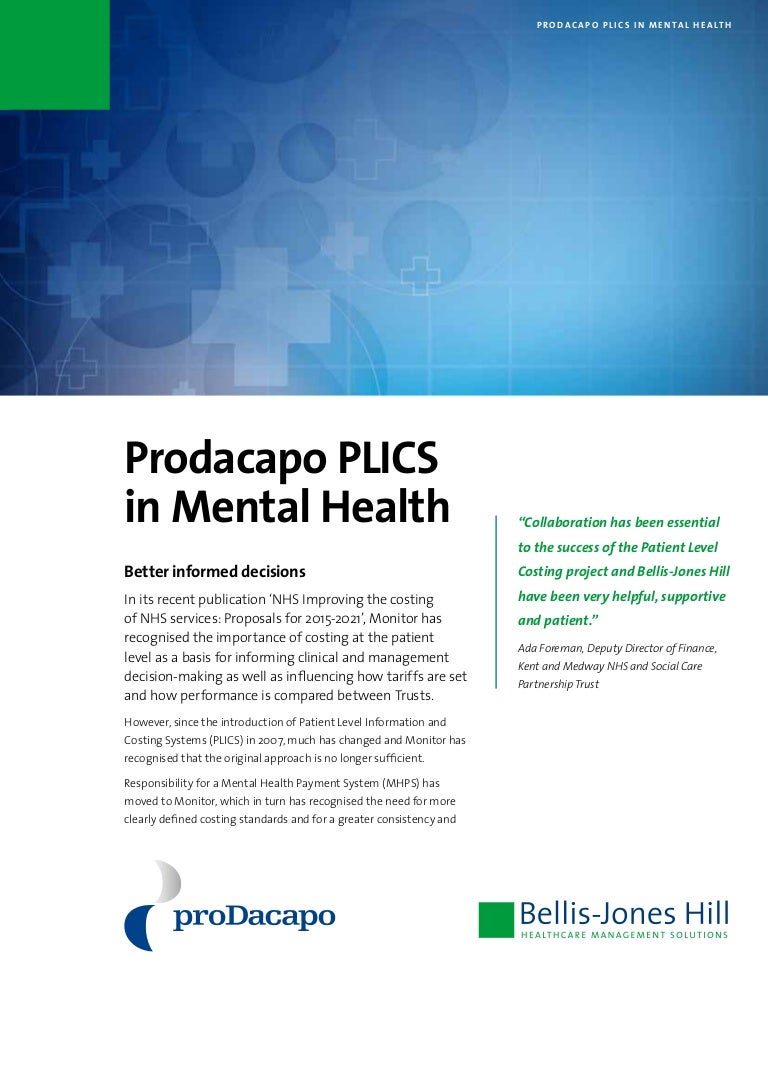 Patient Level Costing in a NHS Mental Health Trust
