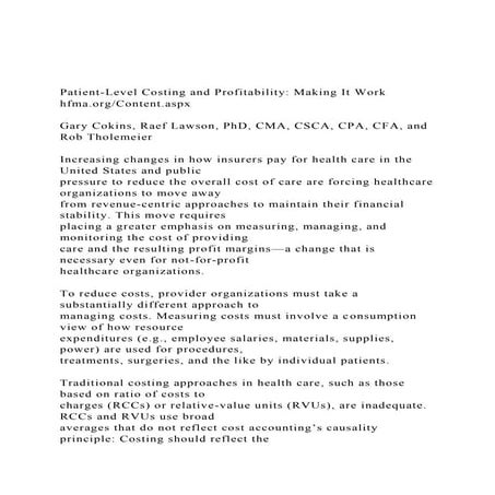 Patient-Level Costing and Profitability Making It Workhfma..docx