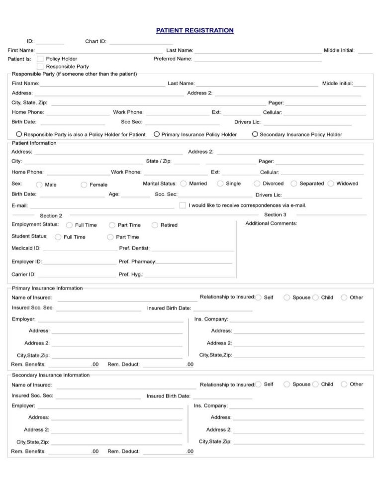 patient history form template