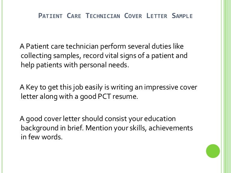 Patient Care Technician Cover Letter No Experience