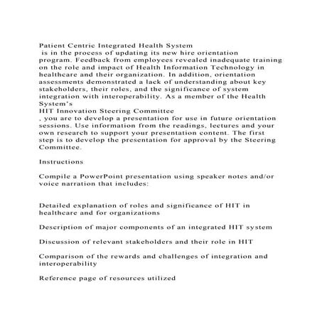 Patient Centric Integrated Health System is in the process of up | PDF