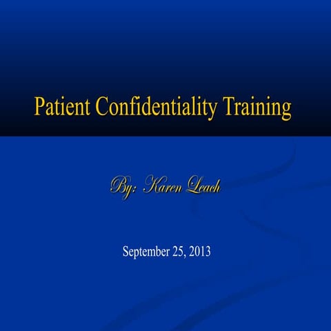 Patient Confidentiality Training