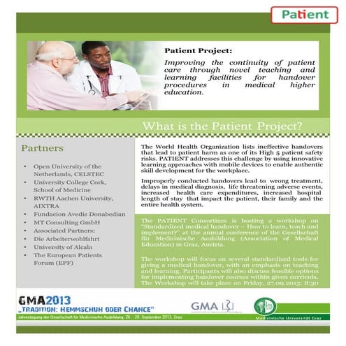 Patient flyer for workshop at GMA conference 2013