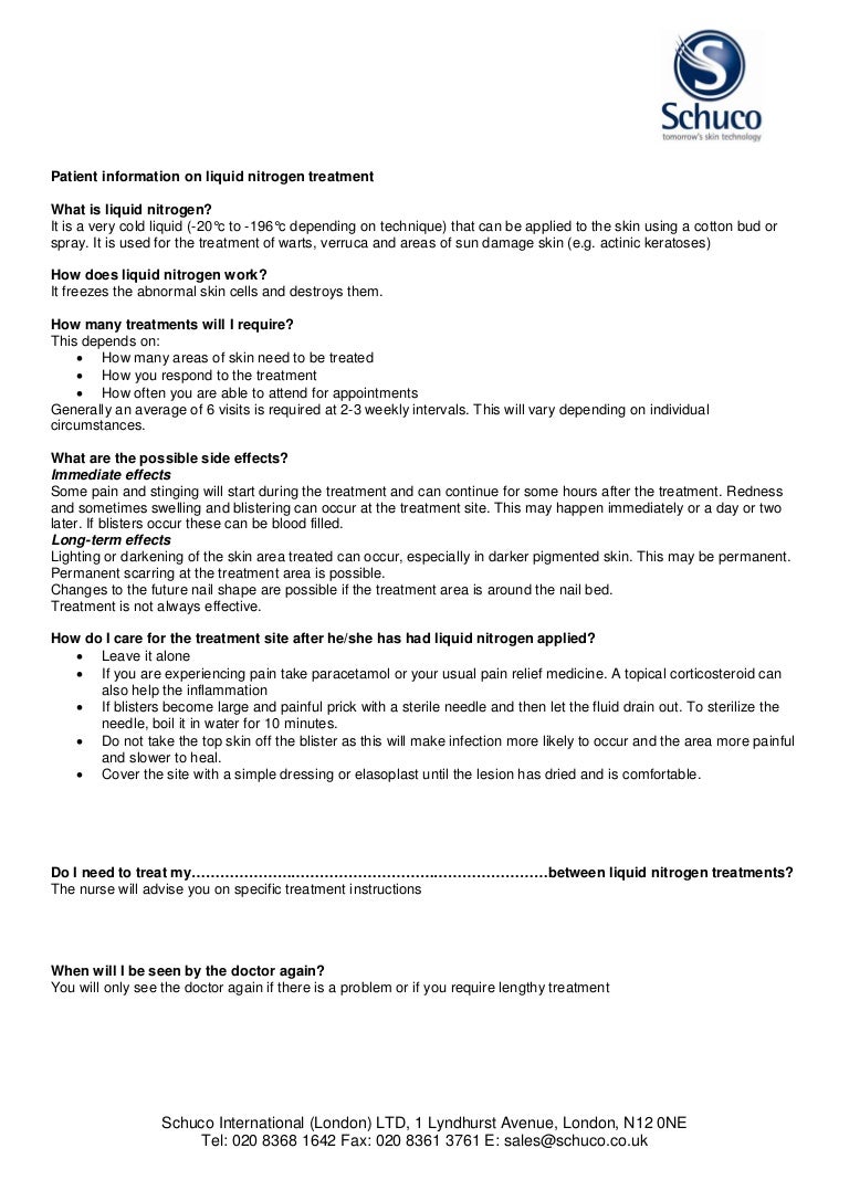 Patient Information Liquid Nitrogen Treatment