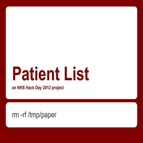 Patient list problem  solved!