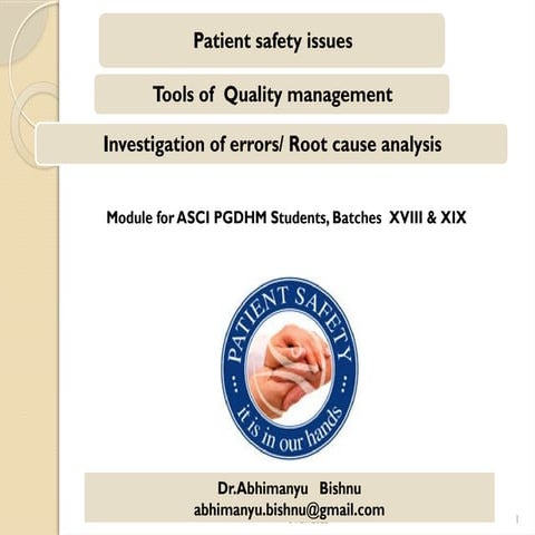 Patient Safety  principles in healthcare